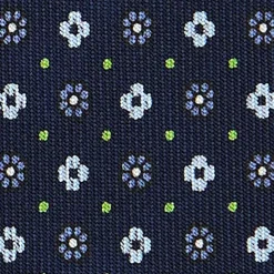 E.Marinella Cravatte In Seta Stampata|CRAVATTE|CRAVATTA SARTORIALE CLASSICA IN SETA BLU SCURO Microfantasia fiore