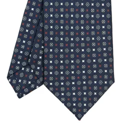 E.Marinella CRAVATTE|Cravatte In Seta Stampata|CRAVATTA SARTORIALE CLASSICA IN SETA BLU SCURO Microfantasia fiore