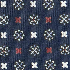 E.Marinella CRAVATTE|Cravatte In Seta Stampata|CRAVATTA SARTORIALE CLASSICA IN SETA BLU SCURO Microfantasia fiore