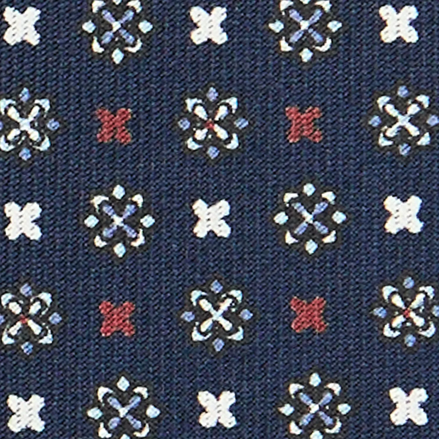 E.Marinella CRAVATTE|Cravatte In Seta Stampata|CRAVATTA SARTORIALE CLASSICA IN SETA BLU SCURO Microfantasia fiore