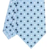 E.Marinella CRAVATTE|Cravatte In Seta Stampata|CRAVATTA SARTORIALE CLASSICA IN SETA AZZURRA Microfantasia fiore