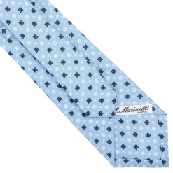 E.Marinella CRAVATTE|Cravatte In Seta Stampata|CRAVATTA SARTORIALE CLASSICA IN SETA AZZURRA Microfantasia fiore