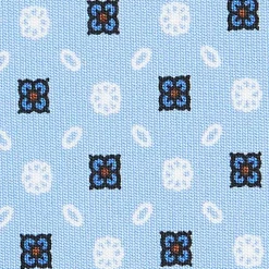E.Marinella CRAVATTE|Cravatte In Seta Stampata|CRAVATTA SARTORIALE CLASSICA IN SETA AZZURRA Microfantasia fiore