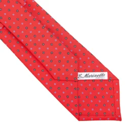 E.Marinella CRAVATTE|Cravatte In Seta Stampata|CRAVATTA SARTORIALE CLASSICA IN SETA ROSSO Microfantasia fiore