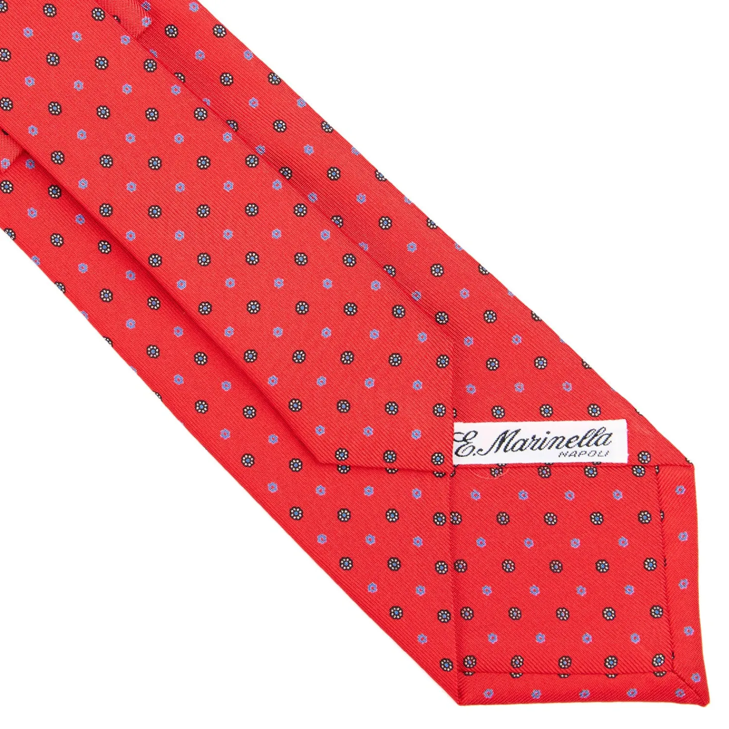 E.Marinella CRAVATTE|Cravatte In Seta Stampata|CRAVATTA SARTORIALE CLASSICA IN SETA ROSSO Microfantasia fiore
