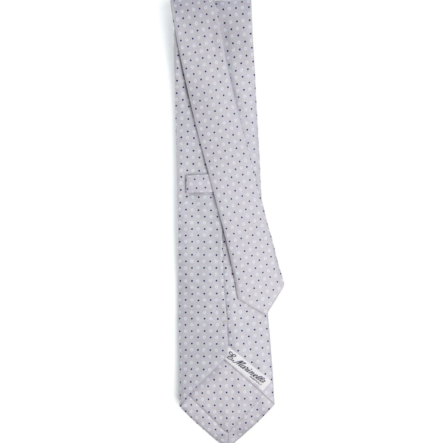 E.Marinella CRAVATTE|Cravatte In Seta Stampata|CRAVATTA SARTORIALE CLASSICA IN SETA GRIGIO CHIARO Microfantasia fiore
