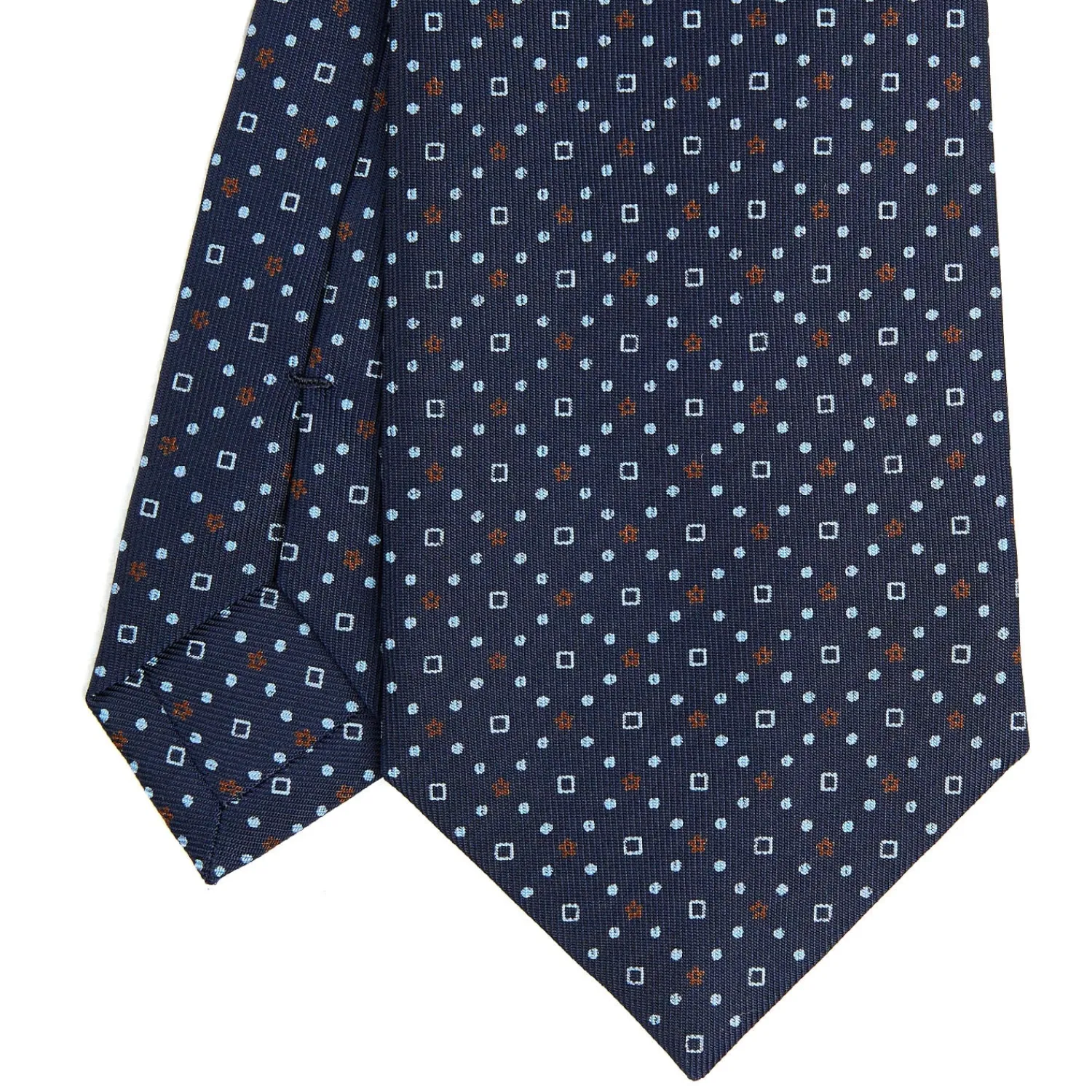 E.Marinella CRAVATTE|Cravatte In Seta Stampata|CRAVATTA SARTORIALE CLASSICA IN SETA BLU SCURO Microfantasia fiore
