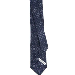 E.Marinella CRAVATTE|Cravatte In Seta Stampata|CRAVATTA SARTORIALE CLASSICA IN SETA BLU SCURO Microfantasia fiore