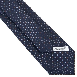 E.Marinella CRAVATTE|Cravatte In Seta Stampata|CRAVATTA SARTORIALE CLASSICA IN SETA BLU SCURO Microfantasia fiore