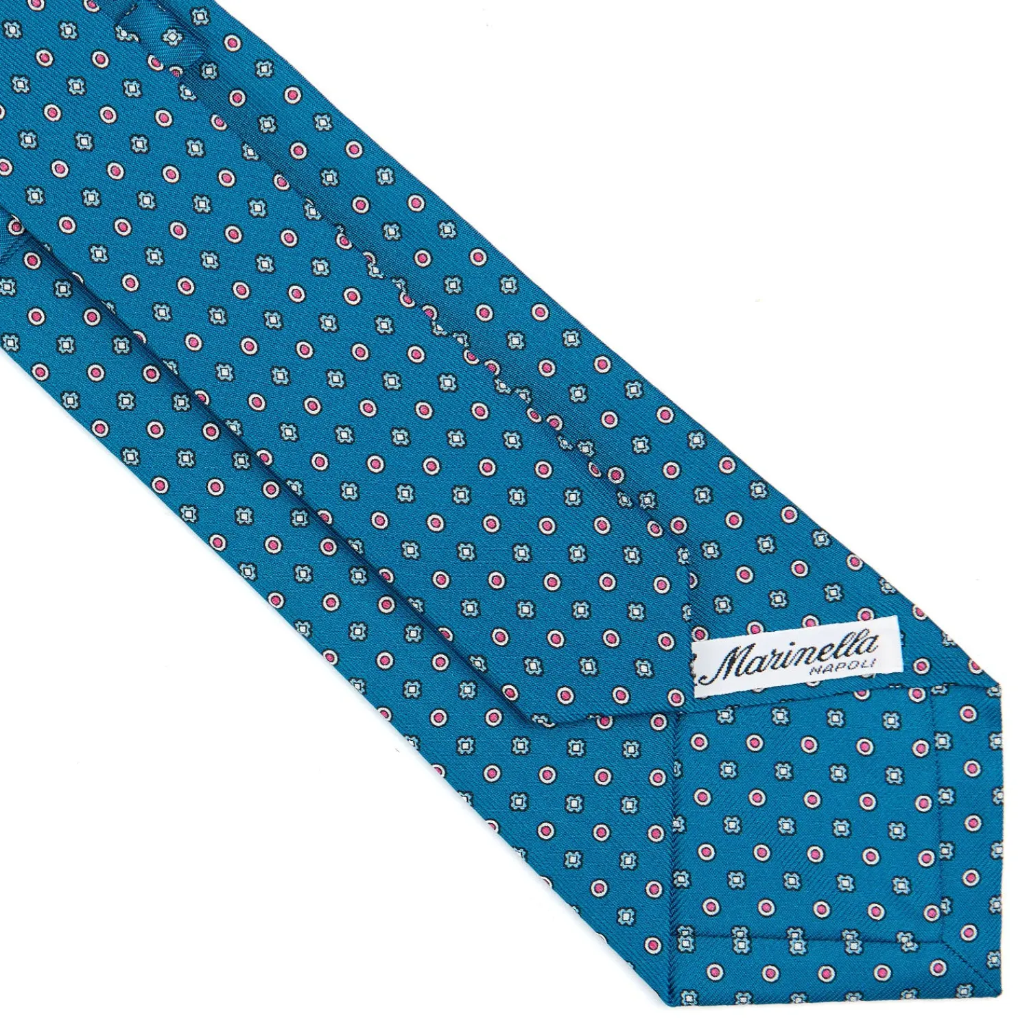E.Marinella CRAVATTE|Cravatte In Seta Stampata|CRAVATTA SARTORIALE CLASSICA IN SETA BLU MEDIO Microfantasia fiore
