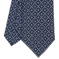 E.Marinella CRAVATTE|Cravatte In Seta Stampata|CRAVATTA SARTORIALE CLASSICA IN SETA BLU SCURO Microfantasia fiore