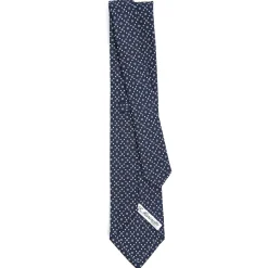 E.Marinella CRAVATTE|Cravatte In Seta Stampata|CRAVATTA SARTORIALE CLASSICA IN SETA BLU SCURO Microfantasia fiore