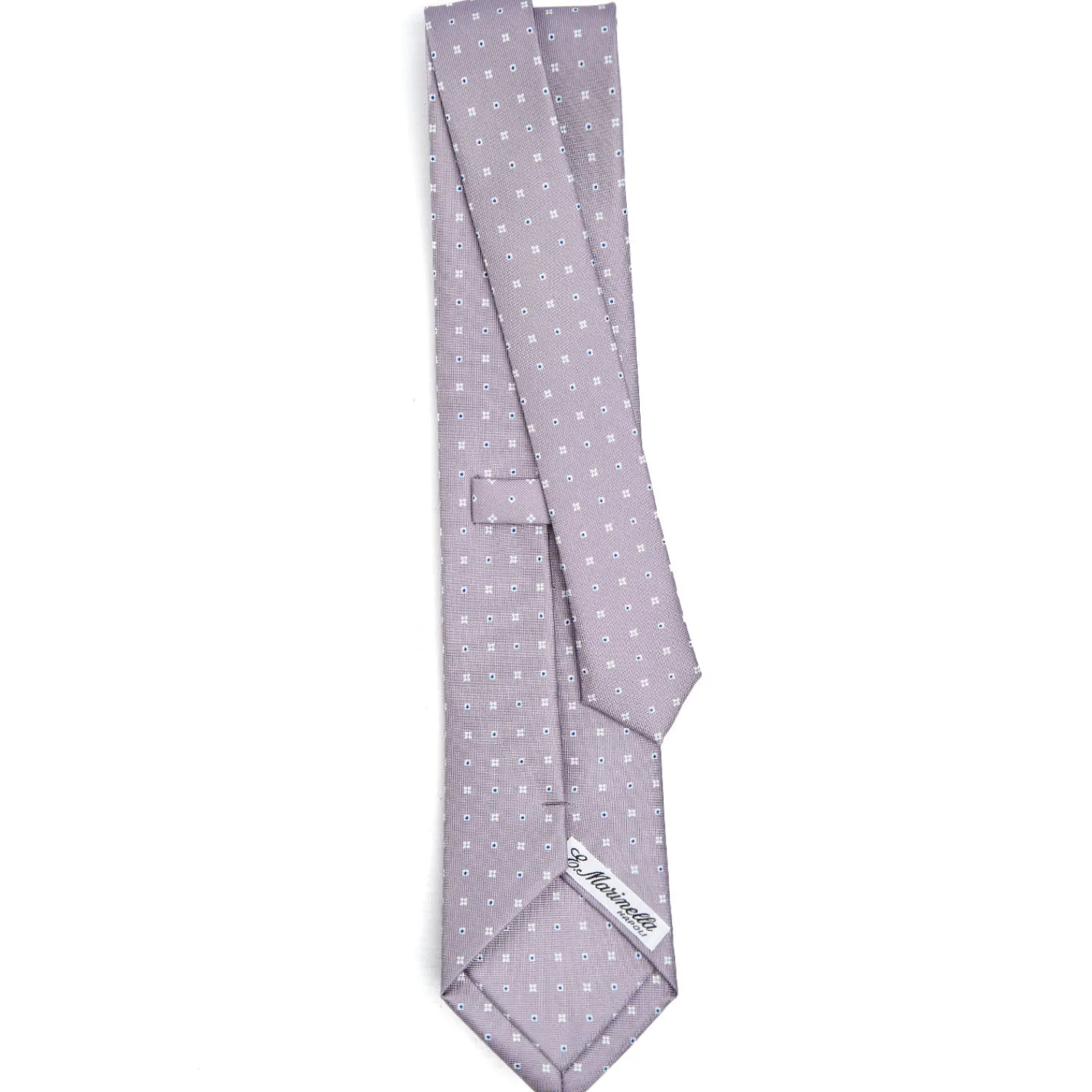 E.Marinella CRAVATTE|Cravatte In Seta Stampata|CRAVATTA SARTORIALE CLASSICA IN SETA GRIGIO CHIARO Microfantasia fiore