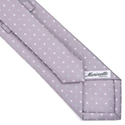 E.Marinella CRAVATTE|Cravatte In Seta Stampata|CRAVATTA SARTORIALE CLASSICA IN SETA GRIGIO CHIARO Microfantasia fiore