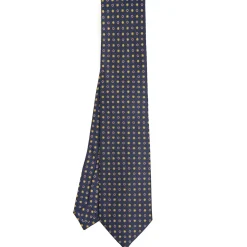 E.Marinella CRAVATTE|CRAVATTA SARTORIALE CLASSICA IN SETA BLU SCURO Microfantasia fiore