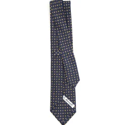 E.Marinella CRAVATTE|CRAVATTA SARTORIALE CLASSICA IN SETA BLU SCURO Microfantasia fiore