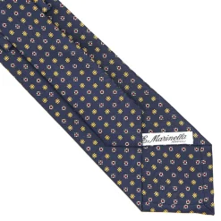 E.Marinella CRAVATTE|CRAVATTA SARTORIALE CLASSICA IN SETA BLU SCURO Microfantasia fiore