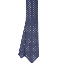 E.Marinella CRAVATTE|CRAVATTA SARTORIALE CLASSICA IN SETA BLU SCURO Microfantasia fiore