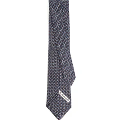E.Marinella CRAVATTE|Cravatte In Seta Stampata|CRAVATTA SARTORIALE CLASSICA IN SETA BLU SCURO Microfantasia fiore