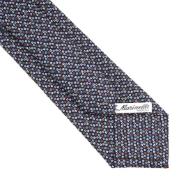 E.Marinella CRAVATTE|Cravatte In Seta Stampata|CRAVATTA SARTORIALE CLASSICA IN SETA BLU SCURO Microfantasia fiore