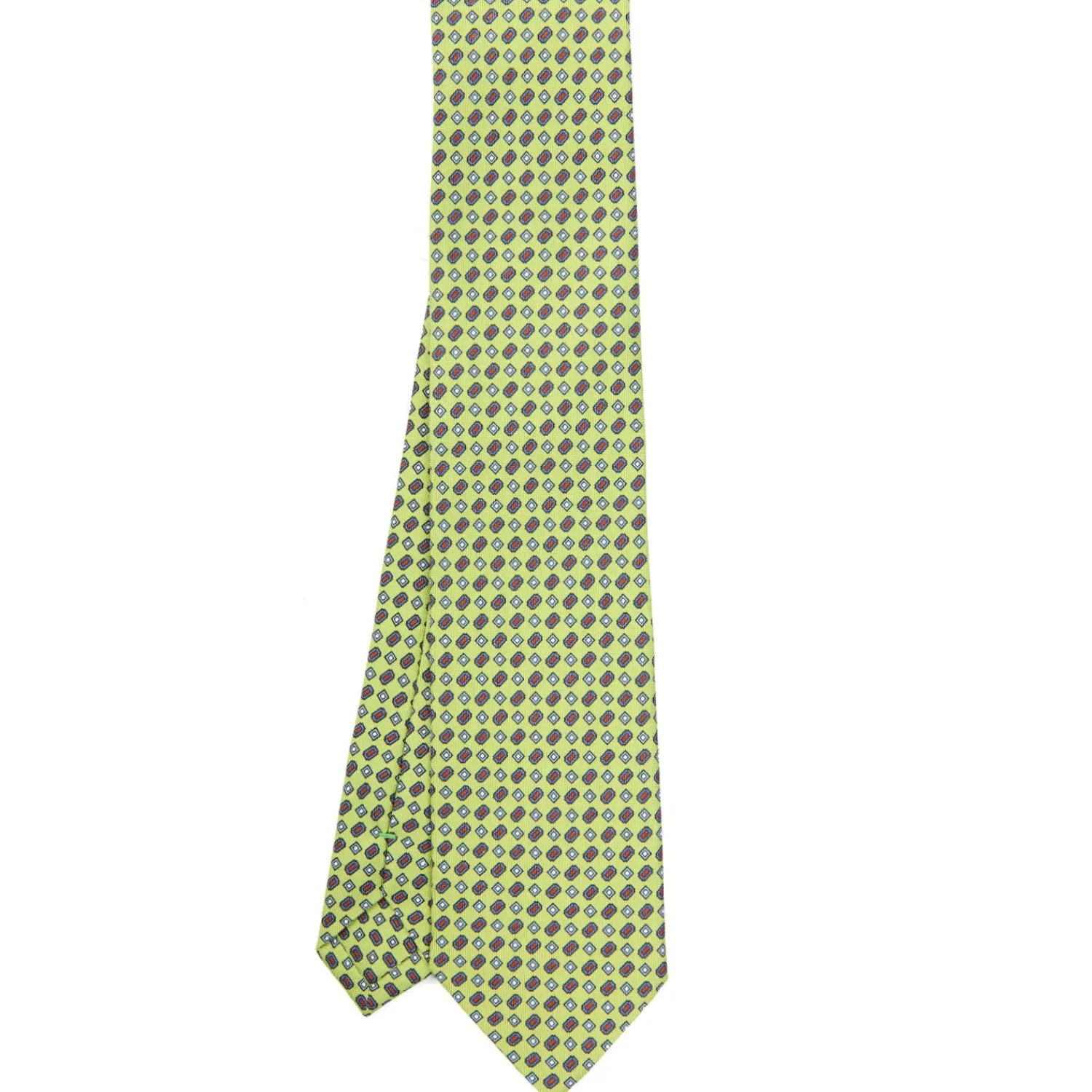 E.Marinella CRAVATTE|Cravatte In Seta Stampata|CRAVATTA SARTORIALE CLASSICA IN SETA VERDE CHIARO Microfantasia fiore