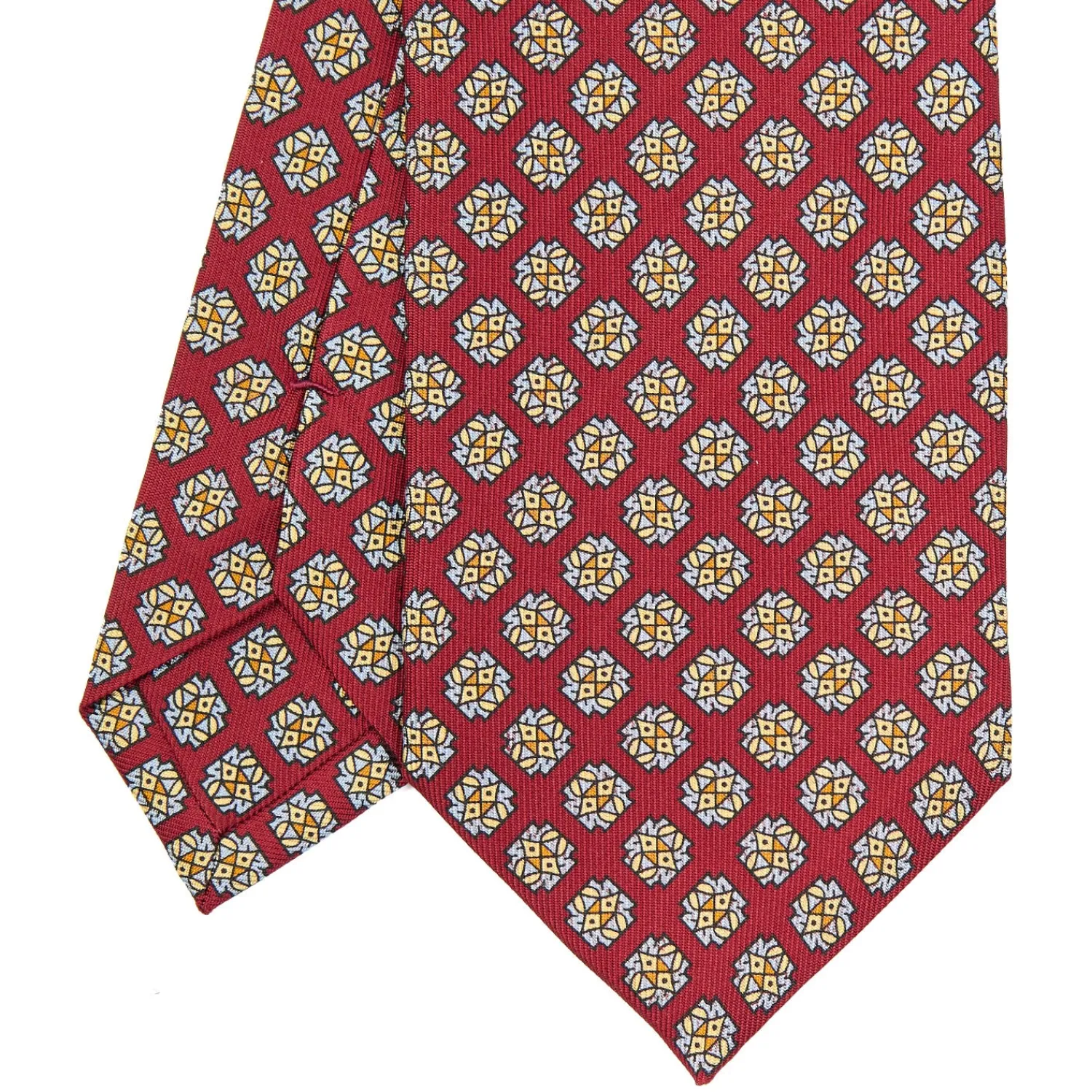 E.Marinella CRAVATTE|Cravatte In Seta Stampata|CRAVATTA SARTORIALE CLASSICA IN SETA BORDEAUX Microfantasia fiore