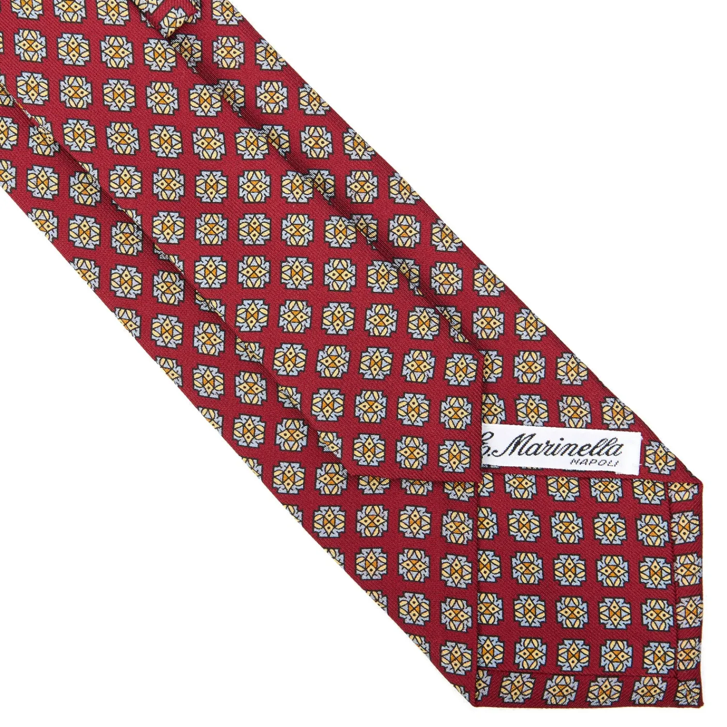E.Marinella CRAVATTE|Cravatte In Seta Stampata|CRAVATTA SARTORIALE CLASSICA IN SETA BORDEAUX Microfantasia fiore