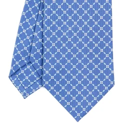 E.Marinella CRAVATTE|Cravatte In Seta Stampata|CRAVATTA SARTORIALE CLASSICA IN SETA AZZURRO POLVERE Microfantasia fiore