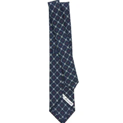 E.Marinella CRAVATTE|Cravatte In Seta Stampata|CRAVATTA SARTORIALE CLASSICA IN SETA BLU SCURO Microfantasia fiore