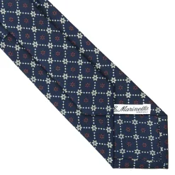 E.Marinella CRAVATTE|Cravatte In Seta Stampata|CRAVATTA SARTORIALE CLASSICA IN SETA BLU SCURO Microfantasia fiore