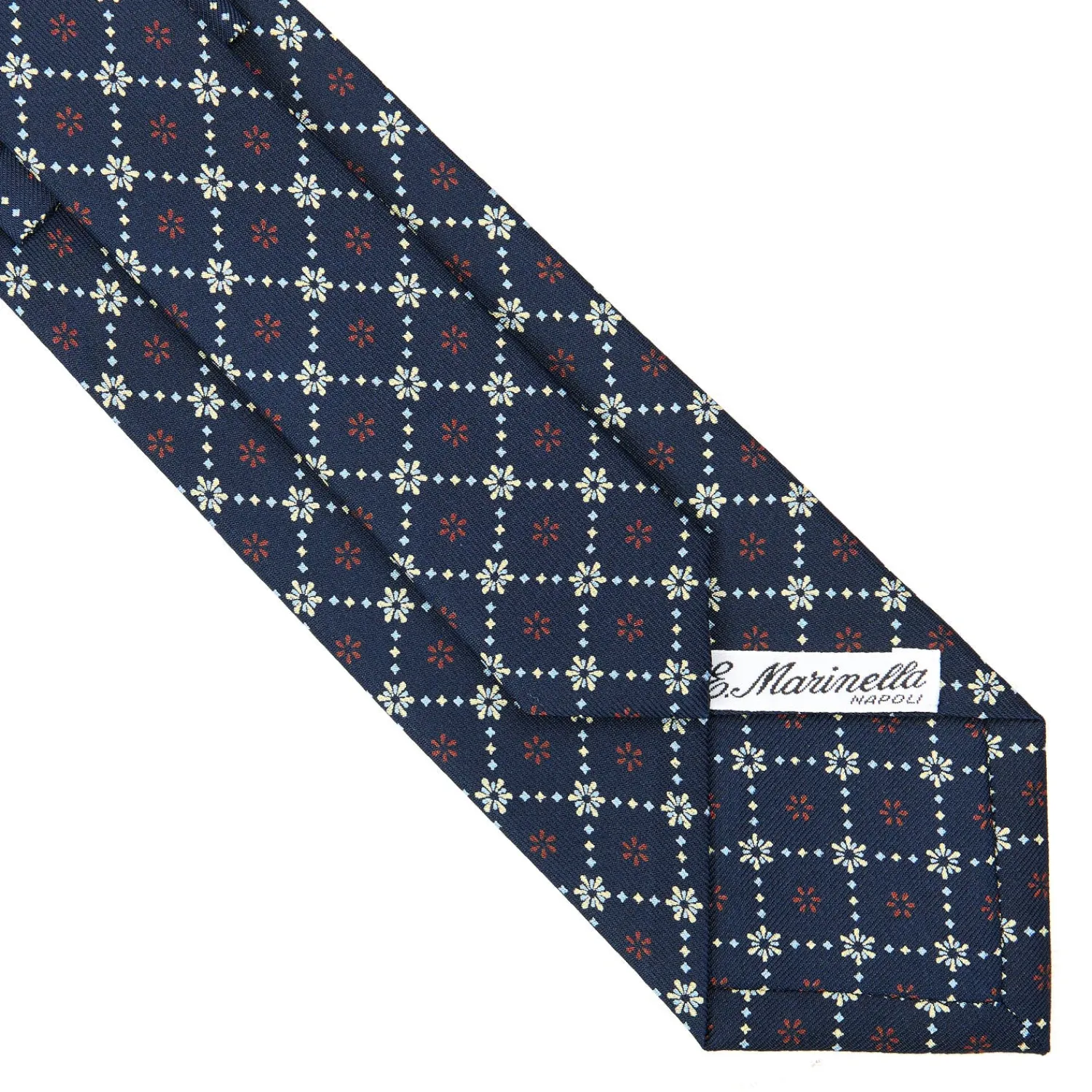 E.Marinella CRAVATTE|Cravatte In Seta Stampata|CRAVATTA SARTORIALE CLASSICA IN SETA BLU SCURO Microfantasia fiore
