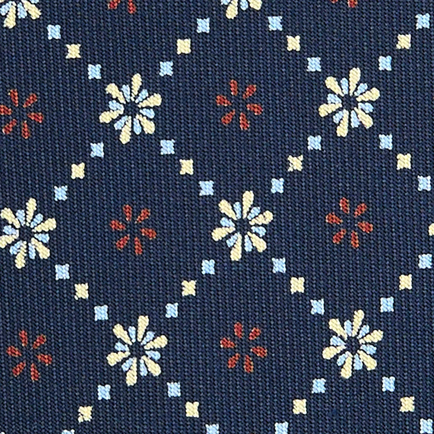 E.Marinella CRAVATTE|Cravatte In Seta Stampata|CRAVATTA SARTORIALE CLASSICA IN SETA BLU SCURO Microfantasia fiore