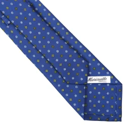 E.Marinella CRAVATTE|Cravatte In Seta Stampata|CRAVATTA SARTORIALE CLASSICA IN SETA BLU Microfantasia fiore