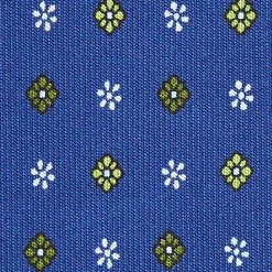 E.Marinella CRAVATTE|Cravatte In Seta Stampata|CRAVATTA SARTORIALE CLASSICA IN SETA BLU Microfantasia fiore