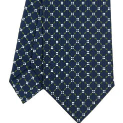 E.Marinella Cravatte In Seta Stampata|CRAVATTE|CRAVATTA SARTORIALE CLASSICA IN SETA BLU SCURO Microfantasia fiore
