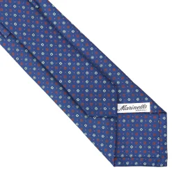 E.Marinella CRAVATTE|Cravatte In Seta Stampata|CRAVATTA SARTORIALE CLASSICA IN SETA BLU Microfantasia fiore