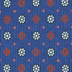 E.Marinella CRAVATTE|Cravatte In Seta Stampata|CRAVATTA SARTORIALE CLASSICA IN SETA BLU Microfantasia fiore