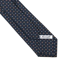 E.Marinella CRAVATTE|Cravatte In Seta Stampata|CRAVATTA SARTORIALE CLASSICA IN SETA BLU SCURO Microfantasia fiore