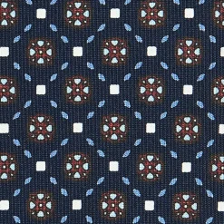 E.Marinella CRAVATTE|Cravatte In Seta Stampata|CRAVATTA SARTORIALE CLASSICA IN SETA BLU SCURO Microfantasia fiore
