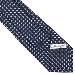 E.Marinella CRAVATTE|Cravatte In Seta Stampata|CRAVATTA SARTORIALE CLASSICA IN SETA BLU SCURO Microfantasia fiore