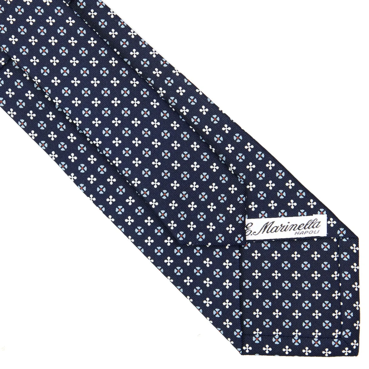 E.Marinella CRAVATTE|Cravatte In Seta Stampata|CRAVATTA SARTORIALE CLASSICA IN SETA BLU SCURO Microfantasia fiore