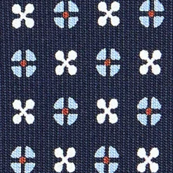 E.Marinella CRAVATTE|Cravatte In Seta Stampata|CRAVATTA SARTORIALE CLASSICA IN SETA BLU SCURO Microfantasia fiore