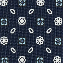 E.Marinella Cravatte In Seta Stampata|CRAVATTE|CRAVATTA SARTORIALE CLASSICA IN SETA BLU SCURO Microfantasia fiore