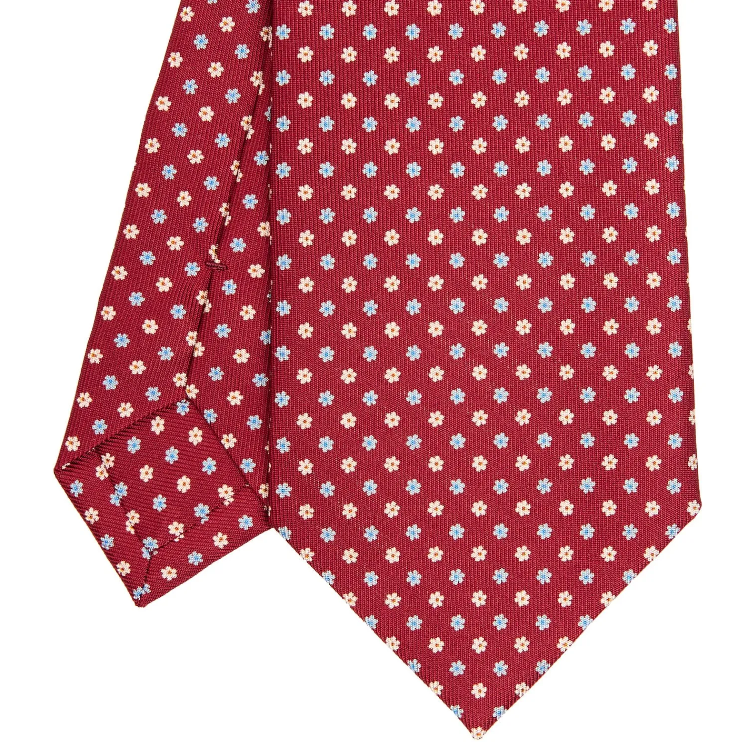 E.Marinella CRAVATTE|Cravatte In Seta Stampata|CRAVATTA SARTORIALE CLASSICA IN SETA BORDEAUX Microfantasia fiore