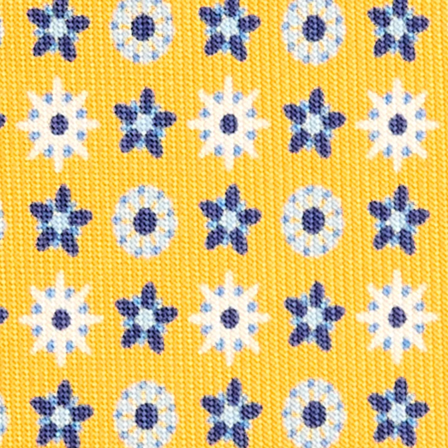 E.Marinella CRAVATTE|Cravatte In Seta Stampata|CRAVATTA SARTORIALE CLASSICA IN SETA GIALLA Microfantasia fiore
