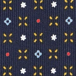 E.Marinella Cravatte In Seta Stampata|CRAVATTE|CRAVATTA SARTORIALE CLASSICA IN SETA BLU SCURO Microfantasia fiore