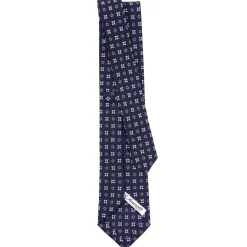 E.Marinella CRAVATTE|Cravatte In Seta Stampata|CRAVATTA SARTORIALE CLASSICA IN SETA BLU SCURO Microfantasia fiore