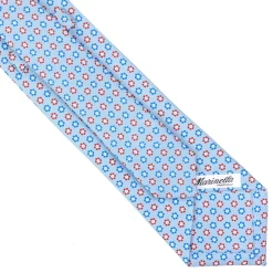 E.Marinella CRAVATTE|Cravatte In Seta Stampata|CRAVATTA SARTORIALE CLASSICA IN SETA AZZURRA Microfantasia fiore