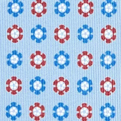 E.Marinella CRAVATTE|Cravatte In Seta Stampata|CRAVATTA SARTORIALE CLASSICA IN SETA AZZURRA Microfantasia fiore