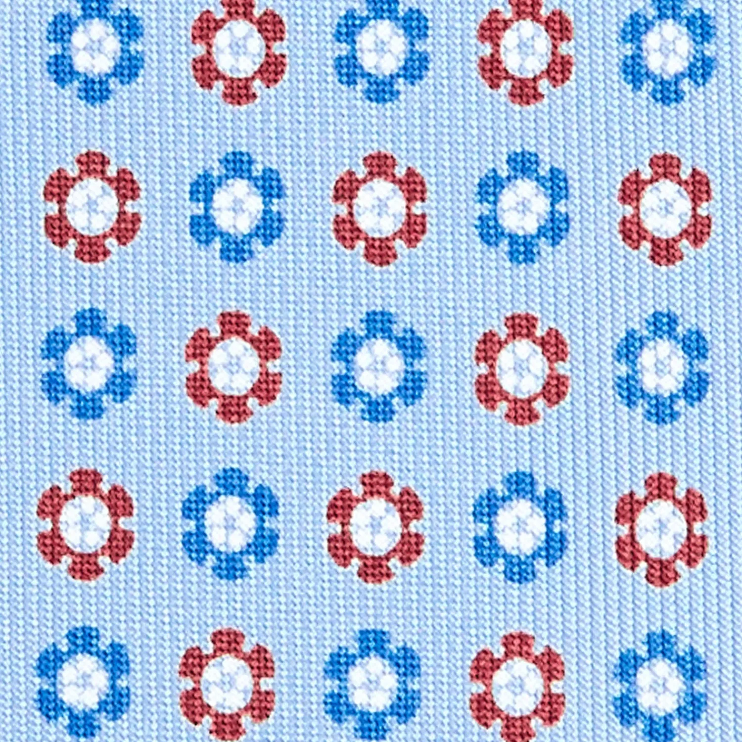 E.Marinella CRAVATTE|Cravatte In Seta Stampata|CRAVATTA SARTORIALE CLASSICA IN SETA AZZURRA Microfantasia fiore
